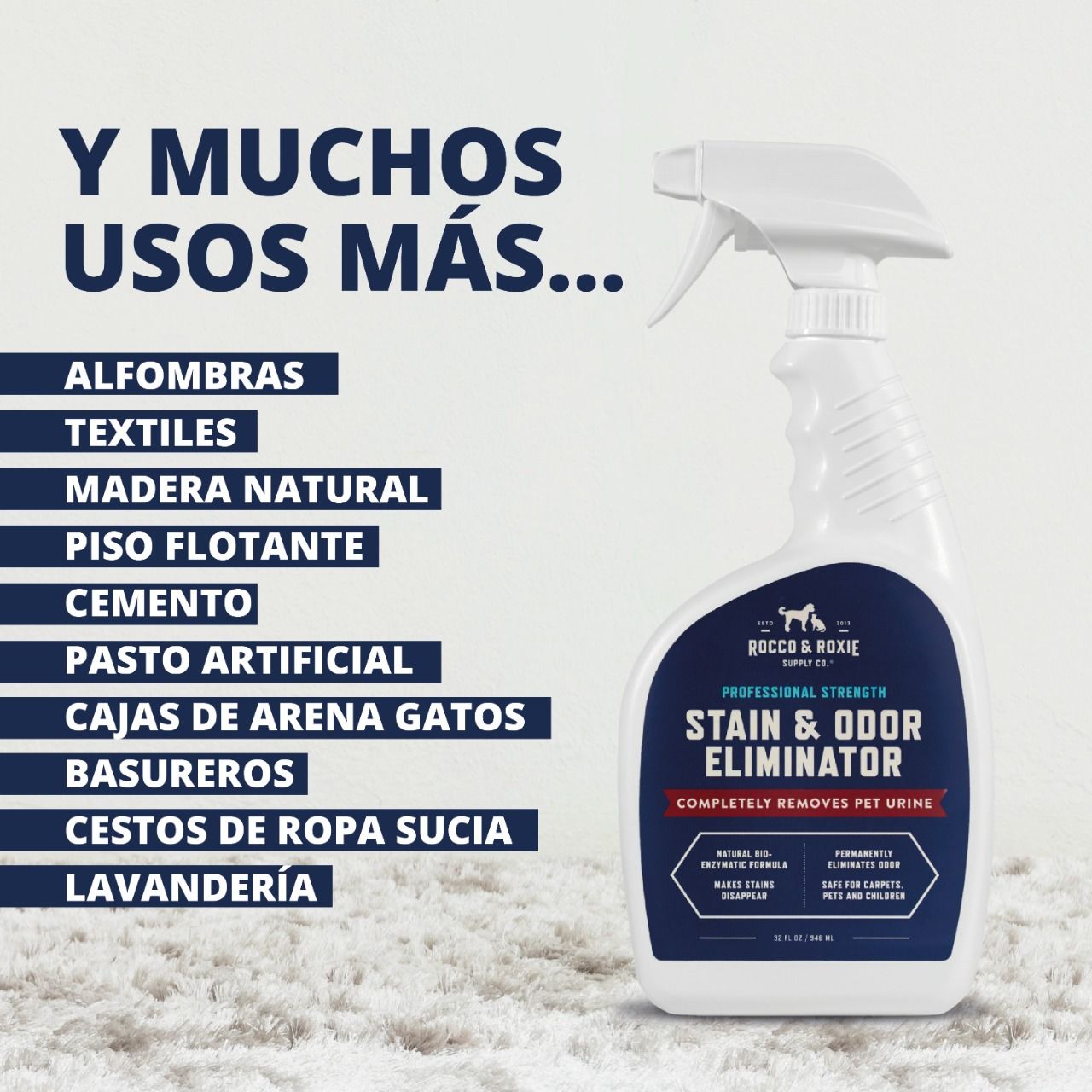 Rocco & Roxie STAIN & ODOR ELIMINATOR Eliminador De Olores y Manchas